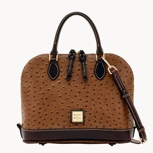 Dooney and Burke Ostrich Zip Zip Embossed Satchel Crossbody
